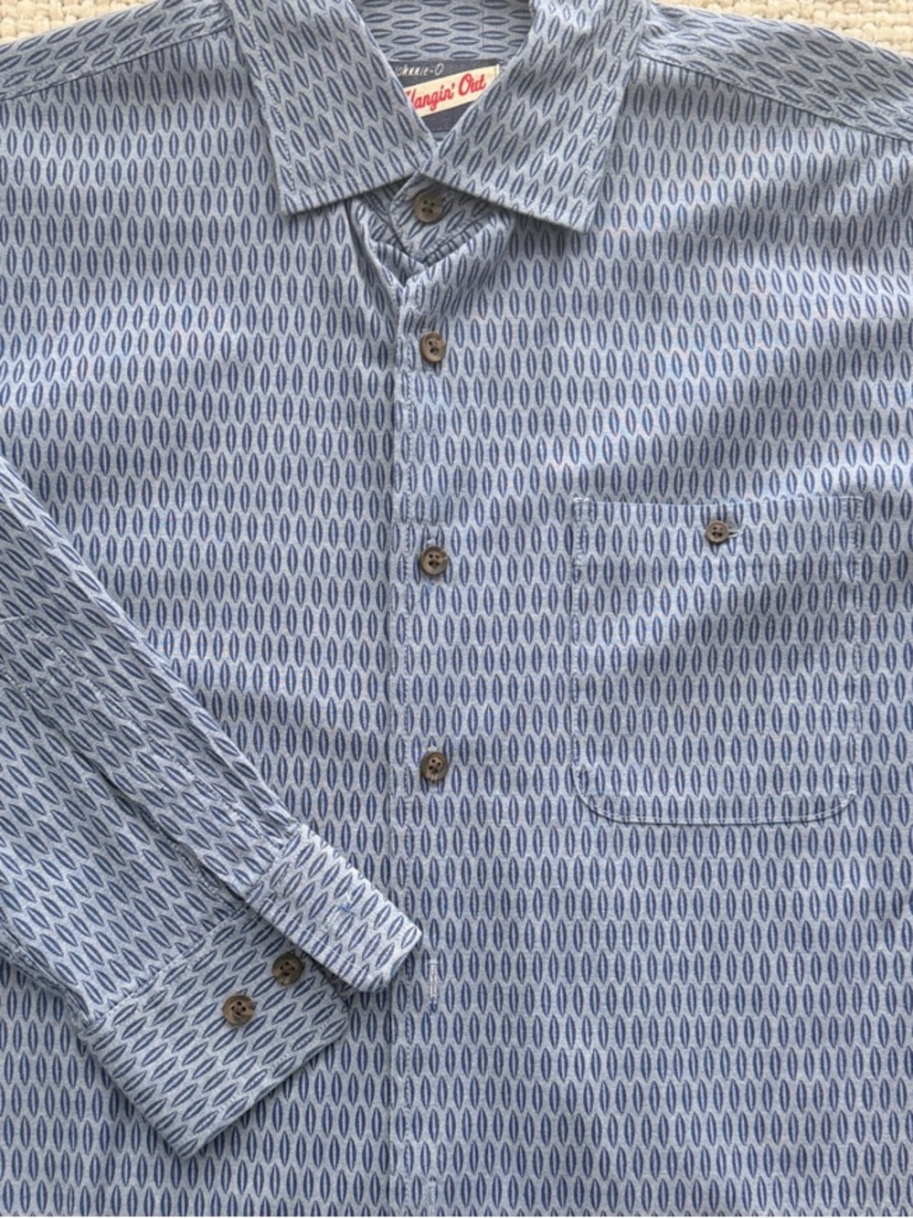 Jonnie-O Classic Blue Patterned Men's Button-Up Shirt